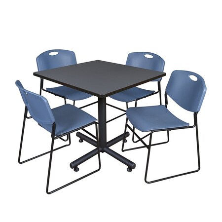 Kobe Kobe Square Table & Chair Set, Wood, Metal, Polypropylene Top TKB3636GY44BE